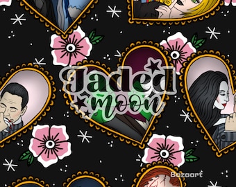Cute Halloween Couples Horror Couples Seamless File || Custom Fabric Printing || Digital Download