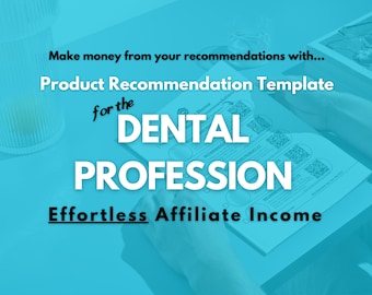 Plantilla de recomendación de productos dentales personalizable, herramienta de marketing de afiliados, hoja de dentista imprimible y editable