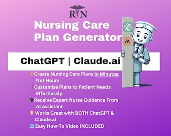 Nursing Care Plan Generator For Chat GPT & Claude AI | AI-Assisted, Personalized, Easy-to-Use