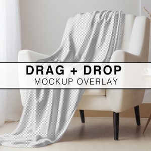 Blanket Mockup, Fleece Velveteen Plush Microfiber Minky, Throw Blanket On Chair Mockup, Overlay PNG Mockup