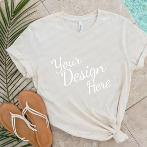 Bella & Canvas 3001 TShirt Mockup - Bella Canvas Shirt - Natural Mockup - Shirt Mockup - Summer Mockup - Tee Mockup - Flat Lay Mockup