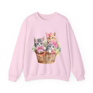 Kokette Katzen Kätzchen rosa Bögen Katzenmama Shirt Katzenliebhaber Sweatshirt Kätzchen mit Bögen Sweatshirt Girly Katzensweatshirt