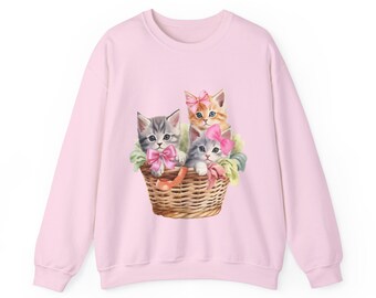 Coquette Kitten Sweatshirt: Pink Bow Cats, Girly Cat Mom Shirt
