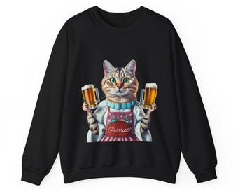 Oktoberfest Cheers Prost Shirt, Funny Fall Cat, Drinking sweatshirt, German maiden Cat, Drinking Beer Stein Purrost, college student