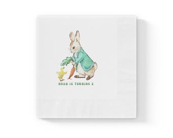 Sage green Peter Rabbit Beatrix Potter vintage personalized or blank Napkins Baby Shower Cocktail Napkins