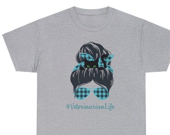 Veterinarian tshirt, vet tech, cat mom, vet cat lover gift shirt, cute cat hiding in bun tee