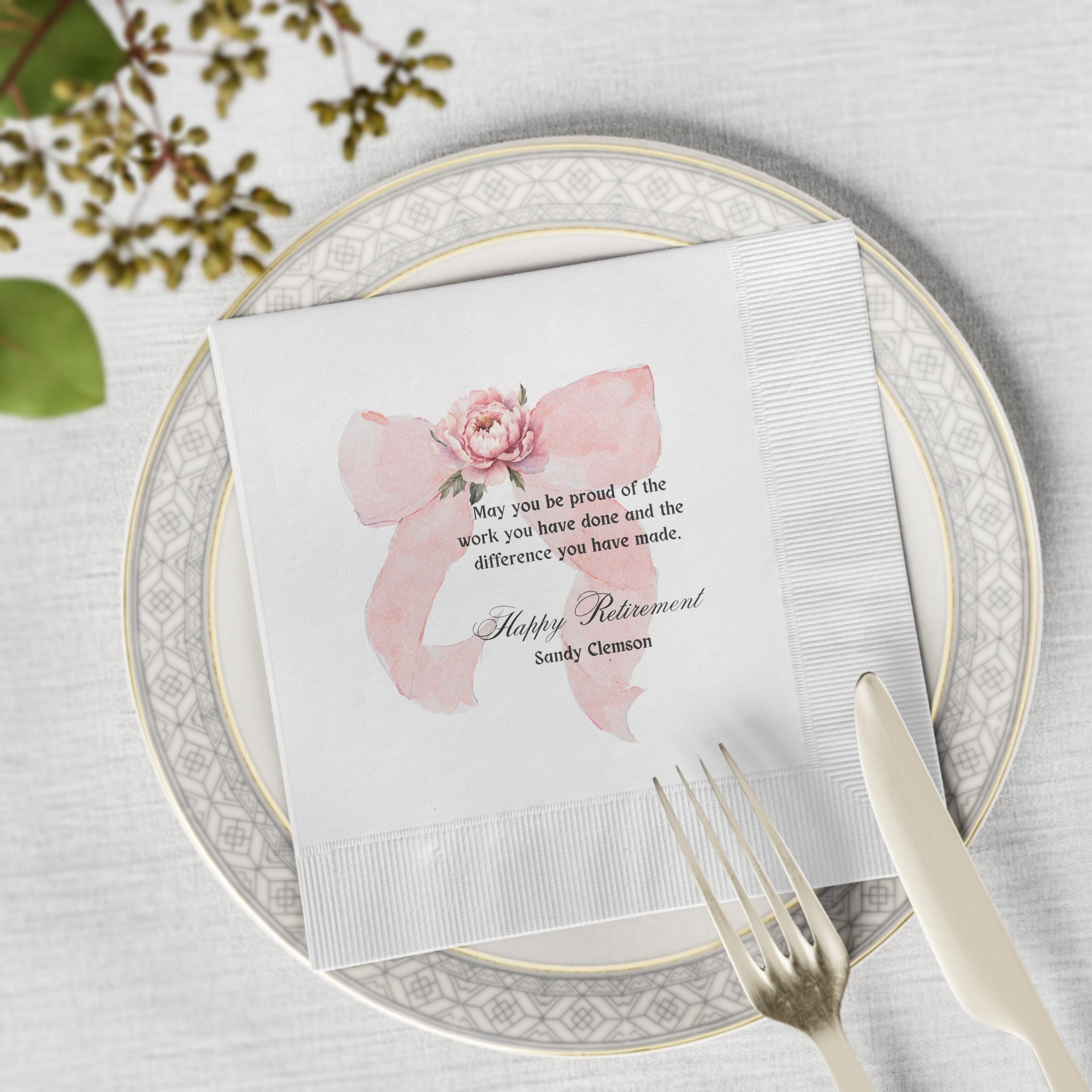 Personalisierte Ruhestand Party Servietten: Name, Blumenmuster