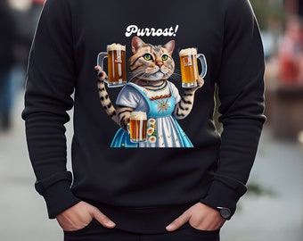 Oktoberfest Cat Sweatshirt: Funny German Beer Stein Purrost