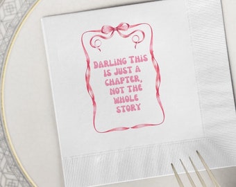 Book lovers book club womens inspirational pink bow coquette White Napkins