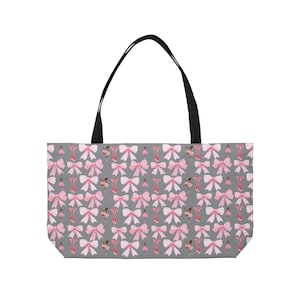 Pink bow coquette ballerina and ballerina slippers preppy aesthetic travel errand tote gift for her dance student gift Weekender Tote Bag