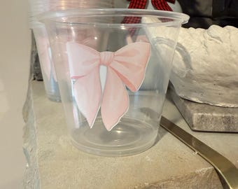 Pink Bow Party Cups: Bridal Shower, Bachelorette, Sweet 16 (9 oz)