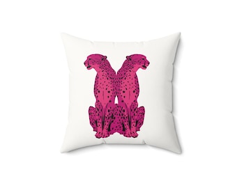 Funda de cojín decorativa con estampado de leopardo y guepardo rosa intenso, cojín decorativo con estampado animal, adorno para el hogar, cojín para sofá