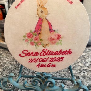 Baby Announcement Beatrix Potter Peter Rabbit personalized Name birth and weight wood Sign for Hospital Pregnancy Reveal Maternity Prop