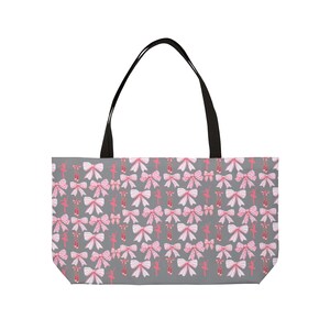Pink bow coquette ballerina and ballerina slippers preppy aesthetic travel errand tote gift for her dance student gift Weekender Tote Bag