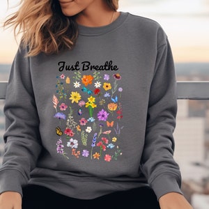 Florales Damen Geschenk, inspirierend einfach atmen, motivierendes Weihnachtsgeschenk, Gartenliebhaber, College-Student, Gärtnerin