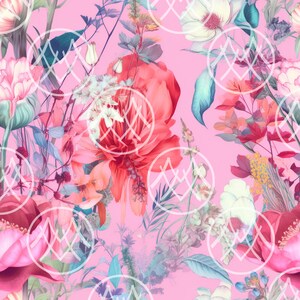 Spring Queen Pink Pattern in Sally: Print Digital Pattern for Fabric Scrapbooking Stationary Digital Papers Download