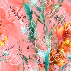 Spring Queen Coral Muster in Gwendolyn: Print Digital Pattern für Stoff Scrapbooking Stationary Digital Papers Download