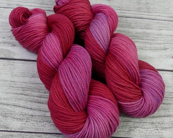 Hearthstone - Soft Hand-dyed Superwash Merino Wool Yarn - 230 Yards of 4ply DK/Light Worsted - Warm Pink/Red - Knitting, Crochet, Weaving