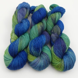 Way of the Waters - Hand-Dyed OOAK Superwash Wool & Nylon Yarn - 4-ply Sock / Fingering 410 Yards - Blue Green - Ready to Ship!