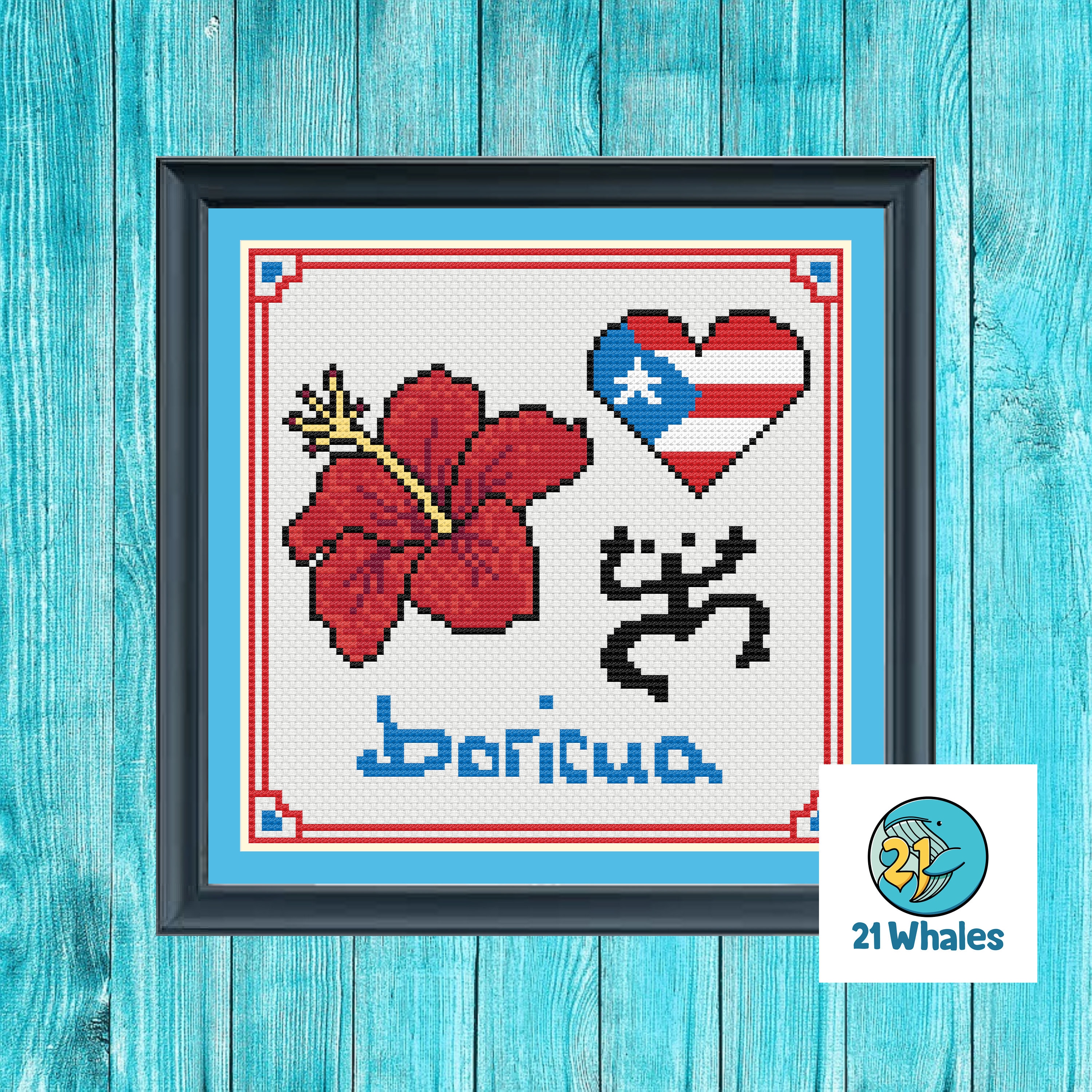 Kreuzstichmuster: Boricua Art Coquí (PDF-Muster)