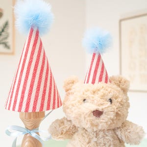 Conjunto mini de gorro a rayas para fiesta de cumpleaños infantil - Accesorio para fotos en cono de tela y tul