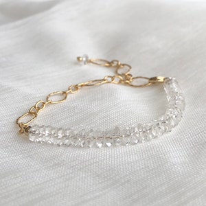 Herkimer Diamond Bracelet | Herkimer bracelet, Herkimer jewelry, April birthstone gift, handmade jewelry for women, gemstone chain bracelet
