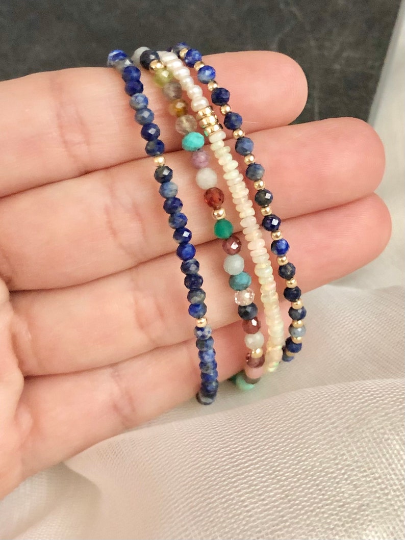 Lapis Lazuli & Gold Bead Bracelet Lapis Lazuli Bracelet, Handmade