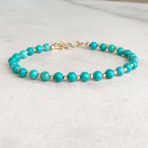 Turquoise Bracelet | genuine turquoise bracelet, December birthstone jewelry, turquoise and gold bracelet, natural turquoise jewelry for her