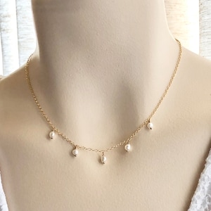 Zierliche Keshi Perlen Halskette | Perlenschmuck für Frauen, minimalistische Halskette für sie, Juni Geburtsstein Schmuck, Keshi Schmuck made in Hawaii