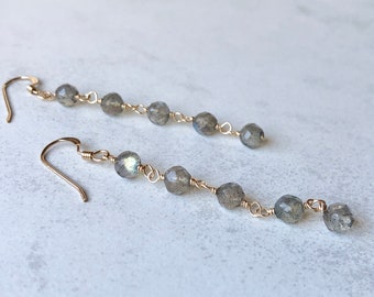 Labradorite Earrings | handmade jewelry for women, lightweight earrings, dainty labradorite jewelry, wire-wrapped gemstone earrings for her