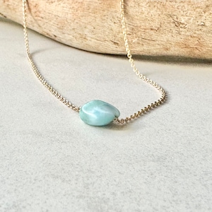 Dainty Larimar Necklace | larimar jewelry for women, petite minimalist necklace for her, boho jewelry, freeform larimar, made in Hawaii