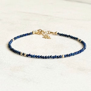 Dainty Lapis Lazuli Bracelet | AAA lapis lazuli jewelry, lapis jewelry gift for her, handmade lapis bracelet for women, stacking bracelet