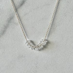 AAA Herkimer Diamond Necklace | April birthstone jewelry for women, gold filled necklace, women&#39;s herkimer necklace, white quartz necklace