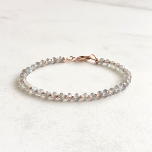 Light Gray Labradorite Bracelet | labradorite jewelry for women, AAA labradorite beaded bracelet, women&#39;s labradorite bracelet gift for her
