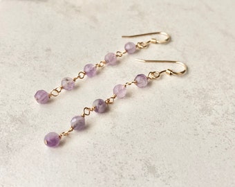 Purple Amethyst Earrings | handmade amethyst jewelry for women, amethyst dangle earrings, February birthstone purple gemstone earrings