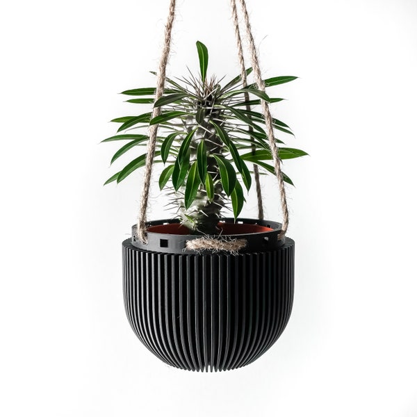 Jani Hanging Modern Planter Eco-Friendly Set: 3”- 6" Indoor Pots with Tray for Succulents, Cacti, and Monstera Plants