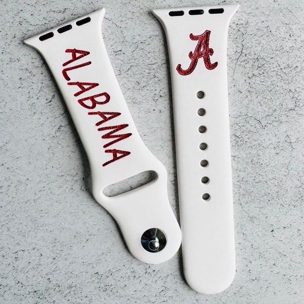 Roll Tide Engraved & Painted with Acrylic Apple Watch Band fits all Series 1 2 3 4 5 6 7 8 9 Ultra SE 1 2 3 Gen, Football Mom, Football Dad