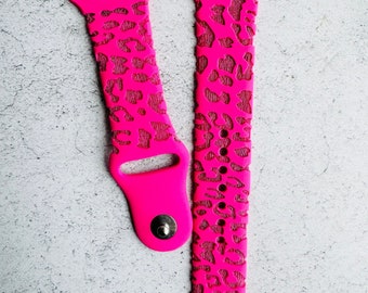 Cheetah Print Apple Watch Band Gegraveerde Leopard Animal Print past op alle series 1 2 3 4 5 6 7 8 9 SE 1 2 3 Gen, Dames Apple Band, 40+ kleuren