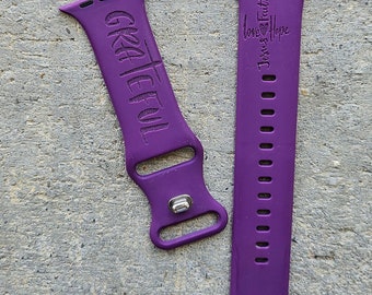 Grateful Engraved Apple Watch Band: Christian Bible Verse Gift