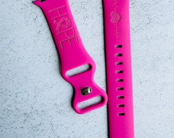 Cancer Awareness Engraved Apple Watch Band: Hope Ribbon Design