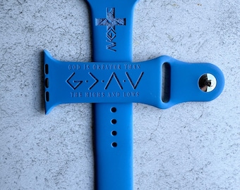God is groter dan hoogte- en dieptepunten Apple Watch Band voor alle series 1-9 en SE 1 2 3 Gen, christelijke geschenken, unisex Apple Watch Bands