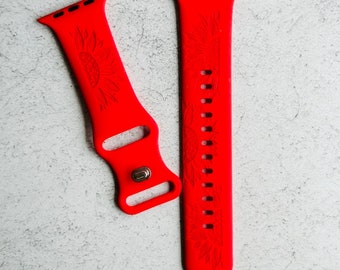 Met Wildflower gegraveerde Apple Watch-band: band met bloemmotief