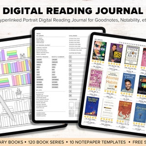 Reading Journal Digital Planner for iPad & Android Gift for Book Lover ...