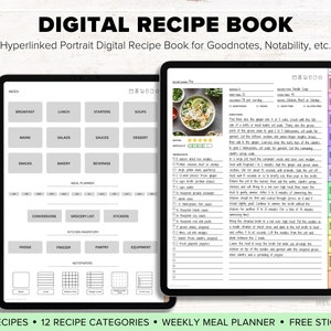 Digitales Rezeptbuch für GoodNotes, Notability, Digitales Rezept Journal, Digitaler Kochbuch Rezeptplaner, Digitaler Mahlzeitenplaner, iPad Planer