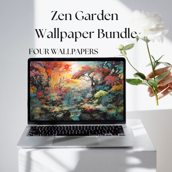 Zen Garden Wallpaper Bundle #1 | Zen, Japanese, Colorful, Vibrant Garden | High Resolution Wallpaper, Microsoft Teams, Zoom Background