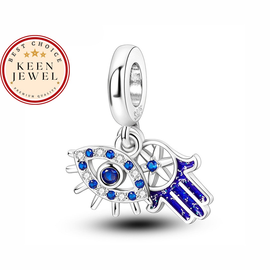 Sterling Silver Fatima Hand Evil Eye Charm for Pandora Bracelet