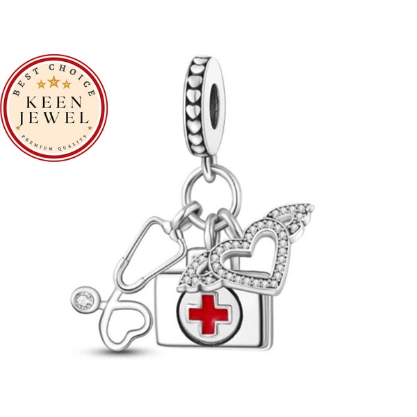 Angel Nurse Charm For Pandora Bracelet, Heart Charm For Pandora Bracelet, Birthday Gifts For Her, Nurse Charms, Mother Gifts, Gifts For Her