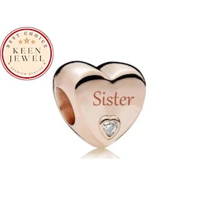 Sister Heart Charm For Bracelet, Birthday Gift For Best Sister, Roommate Gifts