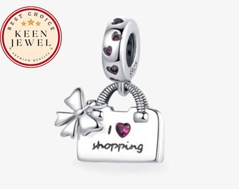 I love Shopping Charm For Pandora Bracelet, Shopping Bag Charm For Pandora Bracelet, Birthday Gifts For Her, Daughter Gifts For Her