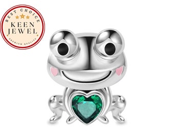 Encanto de rana de corazón verde para pulsera Pandora, encanto de diseñador para pulsera Pandora, regalos de cumpleaños para ella, regalos del Día de las Madres
